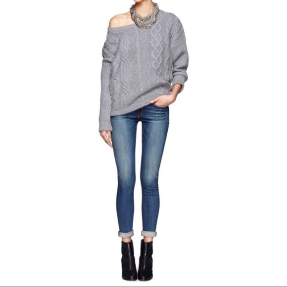 Rag & Bone Gray Cara Cable Knit Wool Cashmere Blend Sweater - Picture 12 of 12